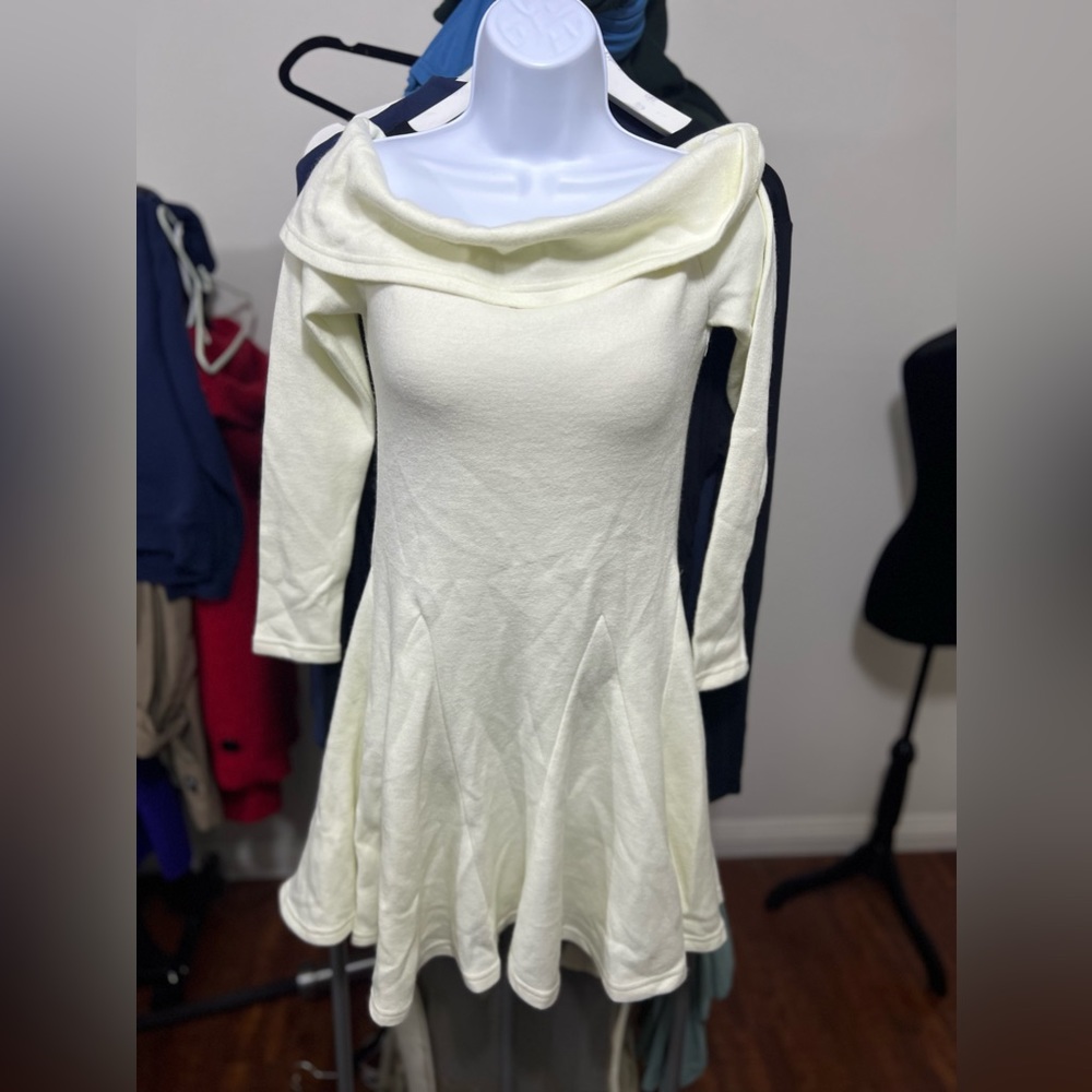 OGL Cashsoft Long-Sleeve Off-The-Shoulder Brami Flounce Dress - Picture 2 of 6